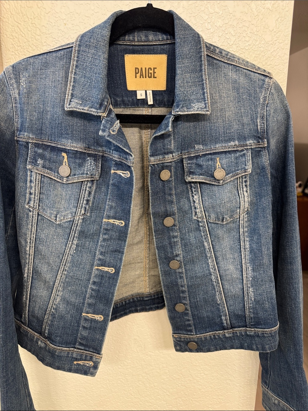 PAIGE Light Blue Distressed Denim Jacket